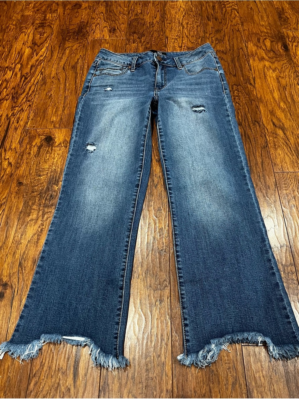 1822 Denim Women's Blue Distressed Cropped Flare Jeans SZ 2/26